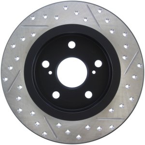 Scion tC Brake Rotor (1) - Rear Right - Stoptech - Sport Drilled & Slotted - Black - `11-`16