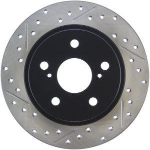 Scion tC Brake Rotor (1) - Rear Right - Stoptech - Sport Drilled & Slotted - Black - `11-`16