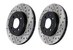 Lexus GS450h Brake Rotors (1) - Rear Left - Stoptech - Drilled & Slotted - Black - `13-`18