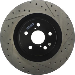 Lexus GS350 Brake Rotor (1) - Front Left - Stoptech - Slotted & Drilled - Black - `13-`19