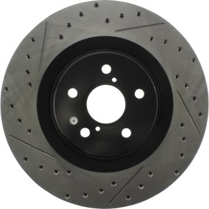 Lexus GS300 Brake Rotor (1) - Front Right - Stoptech - Drilled & Slotted - Black - `18-`19