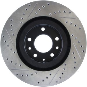 Mazda RX-8 Brake Rotor (1) - Front Left - Stoptech - Drilled & Slotted - Black - `04-`11