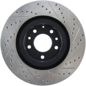 Mazda RX-8 Brake Rotor (1) - Front Right - Stoptech - Slotted & Drilled - Black E-Coated - `04-`11