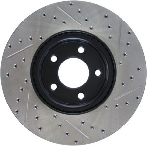Mazda 3 Brake Rotors (1) - Front Right - Stoptech - Drilled & Slotted - Black - `07-`09