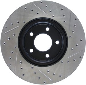 Mazda 3 Brake Rotors (1) - Front Right - Stoptech - Drilled & Slotted - Black - `07-`09