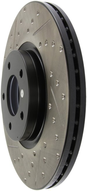 Mazda 3 Brake Rotors (1) - Front Right - Stoptech - Drilled & Slotted - Black - `07-`09