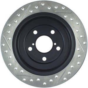 Saab 9-2X Brake Rotor (1) - Rear Left - Stoptech - Slotted & Drilled - Black - `05-`06