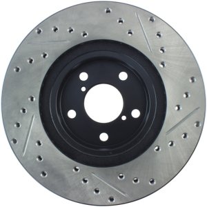 Saab 9-2X Brake Rotor (1) - Front Right - Stoptech - Slotted & Drilled, E-Coated - Black - 2005