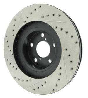Saab 9-2X Brake Rotor (1) - Front Left - Stoptech - Slotted & Drilled - Black E-Coated - `05-`06