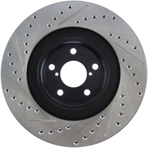 Saab 9-2X Brake Rotor (1) - Front Left - Stoptech - Slotted & Drilled - Black E-Coated - `05-`06