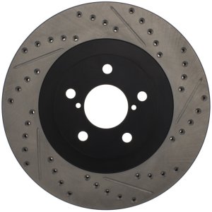 Saab 9-2X Brake Rotor (1) - Front Right - Stoptech - Slotted & Drilled - Black E-Coated - `05-`06