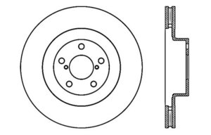 Subaru Baja Brake Rotor (1) - Front Right - Stoptech - Slotted & Drilled - Black E-Coated - `03-`06