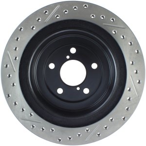 Subaru Impreza Brake Rotor (1) - Rear Left - Stoptech - Drilled/Slotted Sport Rotors - Black - `06-`07