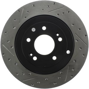 Hyundai Genesis Coupe Brake Rotor (1) - Rear Right - Stoptech - Slotted & Drilled - Black - `10-`16