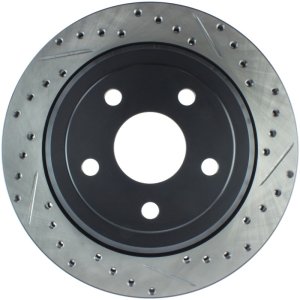 Dodge Durango Brake Rotor (1) - Rear Left - Stoptech - Drilled & Slotted Sport - Black - `11-`19