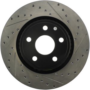 Dodge Durango Brake Rotor (1) - Front Left - Stoptech - Drilled/Slotted Sport - Black e-coated - `11-`20