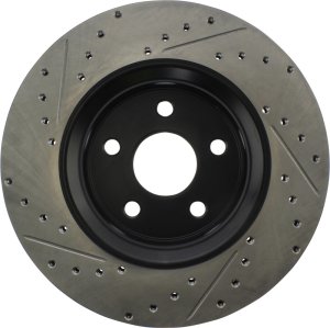 Dodge Durango Brake Rotor (1) - Front Left - Stoptech - Drilled/Slotted Sport - Black e-coated - `11-`20