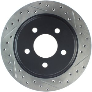 Ford Mustang Brake Rotor (1) - Rear Left - Stoptech - Slotted & Drilled - Black - `94-`04 Ford Mustang Brake Rotor (1) - Rear Left - Stoptech - Slotted & Drilled - Black - `94-`04