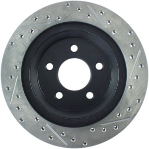 Ford Mustang Brake Rotor (1) - Rear Right - Stoptech - Drilled & Slotted - Black - `94-`04