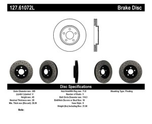 Ford Crown Victoria Brake Rotor (1) - Front Left - Stoptech - Sport Drilled & Slotted - Black - `03-`11
