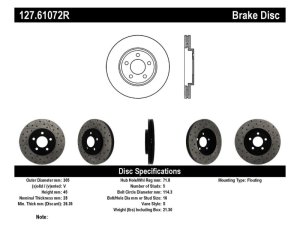 Ford Crown Victoria Brake Rotor (1) - Front Right - Stoptech - Sport Drilled & Slotted - Black - `03-`11 Ford Crown Victoria Brake Rotor (1) - Front Right - Stoptech - Sport Drilled & Slotted - Black - `03-`11