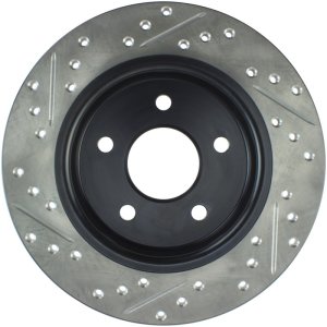Ford Focus Brake Rotor (1) - Rear Left - Stoptech - Slotted & Drilled - Black - `12-`18