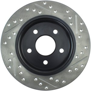 Ford Focus Brake Rotor (1) - Rear Right - Stoptech - Slotted & Drilled Sport - Black - `12-`18