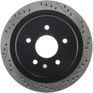 Chevrolet Corvette Brake Rotor (1) - Rear Left - Stoptech - Sport Drilled & Slotted - Black - `97-`13
