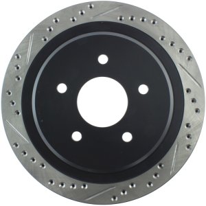 Chevrolet Corvette Brake Rotor (1) - Rear Right - Stoptech - Slotted & Drilled - Black - `97-`13