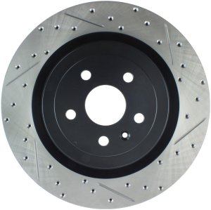 Cadillac CTS Brake Rotor (1) - Rear Left - Stoptech - Slotted & Drilled - Black - `09-`19