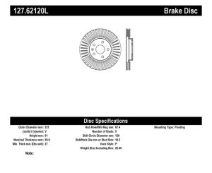 Chevrolet Impala Brake Rotors - Front Left - Stoptech - Slotted/Drilled Sport - Black - `14-`18