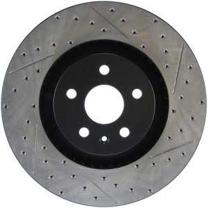 Cadillac CTS Brake Rotor (1) - Front Left - Stoptech - Drilled & Slotted - Black - `09-`15