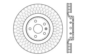 Cadillac CTS Brake Rotor (1) - Front Left - Stoptech - Drilled & Slotted - Black - `09-`15