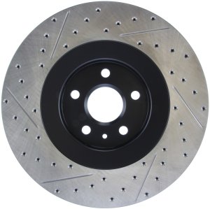 Cadillac CTS Brake Rotor (1) - Front Left - Stoptech - Drilled & Slotted - Black - `09-`15