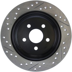 Chrysler PT Cruiser Brake Rotor (1) - Rear Left - Stoptech - Sport Drilled & Slotted - Black (e-coated hat) - `03-`09
