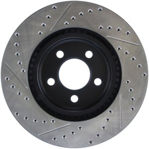 Dodge Magnum Brake Rotors (1) - Front Left - Stoptech - Drilled & Slotted - Black - `05-`08