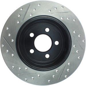 Dodge Magnum Brake Rotor (1) - Rear Left - Stoptech - Drilled & Slotted - Black - `05-`08