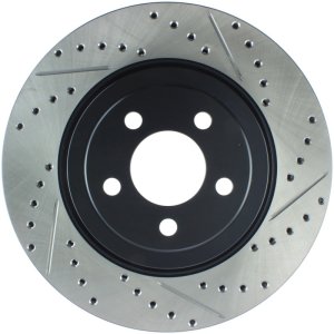 Dodge Magnum Brake Rotor (1) - Front Left - Stoptech - Slotted/Drilled Rotor - Black - `05-`08