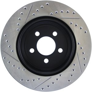 Dodge Magnum Brake Rotor (1) - Rear Left - Stoptech - Slotted & Drilled - Black E-Coated - `05-`08