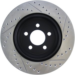Dodge Magnum Brake Rotor (1) - Rear Right - Stoptech - Slotted & Drilled - Black - `05-`08