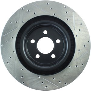 Dodge Magnum Brake Rotor (1) - Front Right - Stoptech - Drilled and Slotted - Black - `06-`08