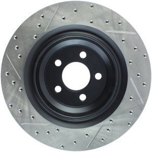 Dodge Magnum Brake Rotor (1) - Rear Left - Stoptech - Drilled & Slotted - Black - `06-`08