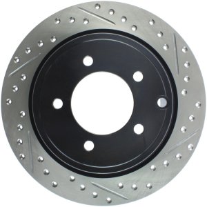 Dodge Caliber Brake Rotor (1) - Rear Left - Stoptech - Slotted & Drilled - Black - `08-`11