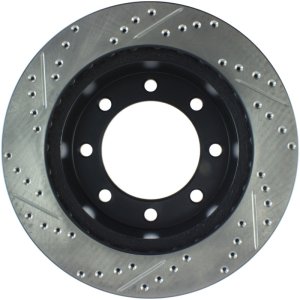 Ford Excursion Brake Rotor (1) - Front Left - Stoptech - Drilled & Slotted Sport - Black - `00-`05