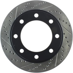 Ford F-250 Brake Rotor (1) - Front Right - Stoptech - Slotted & Drilled - Black - `01-`04