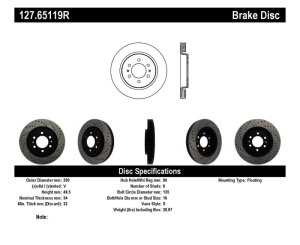 Lincoln Navigator Brake Rotor (1) - Front Right - Stoptech - Slotted & Drilled - Black - `07-`20 Lincoln Navigator Brake Rotor (1) - Front Right - Stoptech - Slotted & Drilled - Black - `07-`20