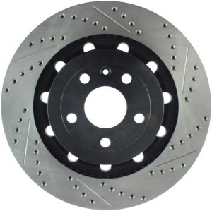Ford Taurus Brake Rotor (1) - Front Left - Stoptech - Drilled/Slotted + StopTech Sport - Black - `13-`19