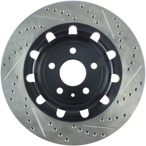 Lincoln MKT Brake Rotor (1) - Front Right - Stoptech - Slotted & Drilled - Black - `13-`19