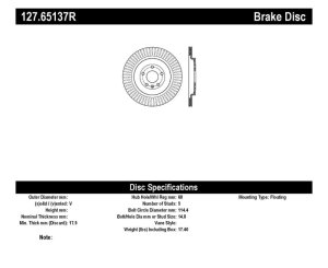Ford Explorer Brake Rotor (1) - Rear Right - Stoptech - Slotted & Drilled Sport - Black - `13-`19