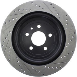Lincoln MKS Brake Rotor (1) - Rear Right - Stoptech - Slotted & Drilled Sport - Black - `13-`16